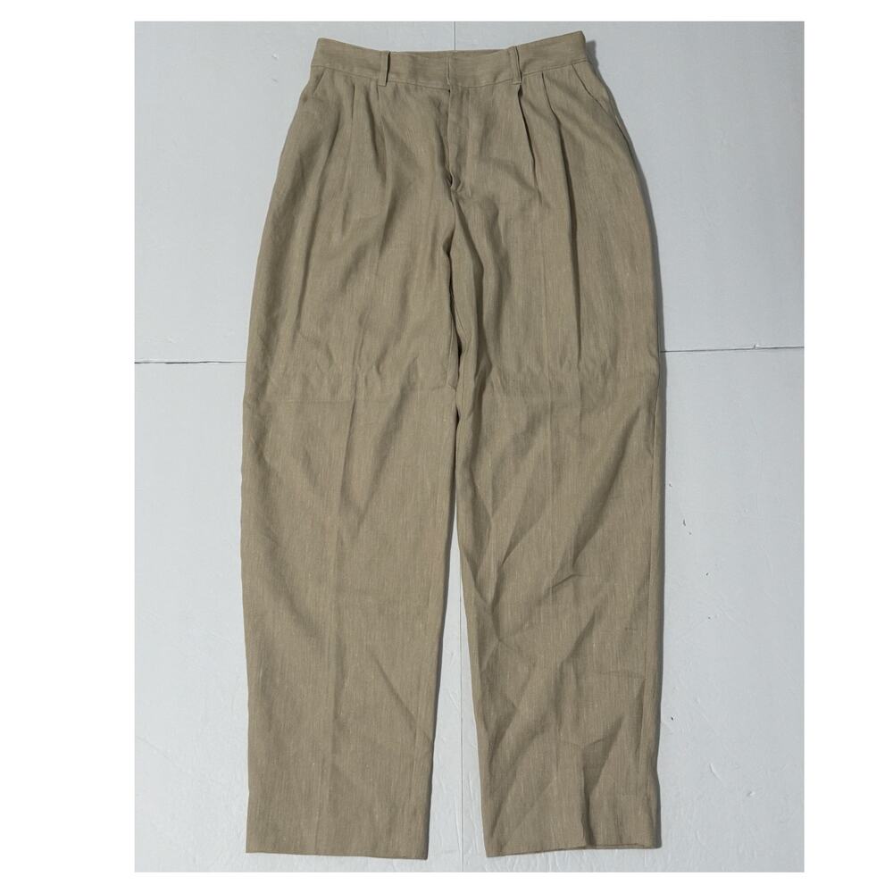 Cinq à Sept Arlene Tailored Fit Linen Blend Pants, Khaki, Size 8 - Picture 2 of 9